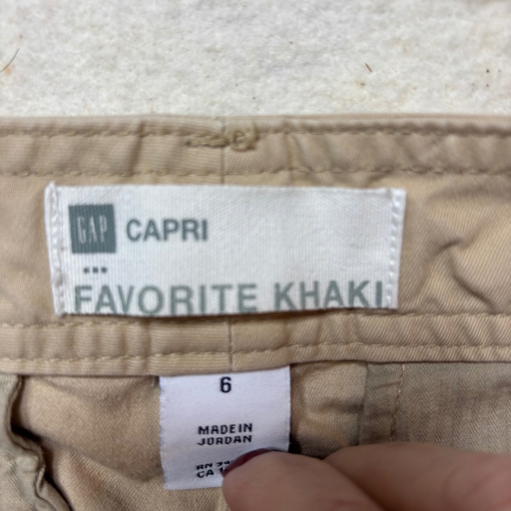 Gap Favorite Khaki Capri Pants Tan Beige 100% Cotton Cropped Chinos Size 6 #375 - Picture 5 of 12